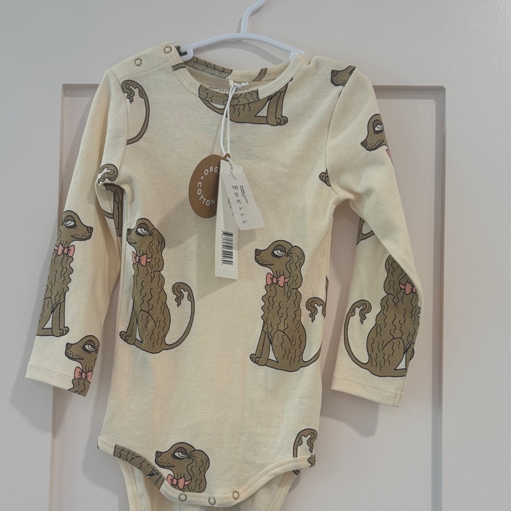Mini Rodini George Cream Dog Pattern Bodysuit